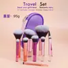 Kit de Pincéis de Maquiagem Mini com 10 Peças, Cabos de Cristal, Estilo Portátil para Viagem, Pincel para Pó, Pincel para Contorno, Pincel para Blush