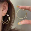 Pendientes de Aro Grandes Doble Círculo con Pasador de Plata 925, Pendientes Versátiles de Alta Gama, Diseño de Moda, Pendientes de Aro Elegantes, Pendientes