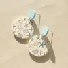 Pendientes de Acrílico con Estampado de Estrella de Mar Azul para Mujer Transfronterizos, Frescos y Dulces, Accesorios para Fiestas y Vacaciones