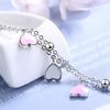 Rosa Cerejeira Gradiente Pêssego Flor de Pêssego Esmalte Gota Pétala Estilo Japonês Estilo Menina Pulseira Camada Dupla Pulseira Feminina