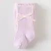 Medias para bebé para otoño e invierno, nuevos y lindos leggings infantiles con lazo, mallas de una pieza de color liso para niñas, talla grande