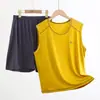Conjunto de Regata Fina de Modal e Shorts de Verão para Crianças Plus Size, Roupa de Casa Macia e Confortável para Crianças Maiores