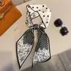 Bufanda Larga Pequeña de Seda para Mujer Verano Cuello Elegante Moda Corbata Cinta para el Cabello Bolsa Diadema Combinación Camisa Cinturón de Cuello Cinturón