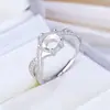 Anel Vazio para Montagem Anel de Prata Esterlina S925 Redondo 6.3mm Douyin Kuaishou Transmissão ao Vivo Estilo Cool Linha Strass Coroa Feito à Mão DIY