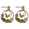 Pendientes Redondos Geométricos de Mariposa con Circonita de Aguja de Plata, Modernos y Versátiles, Pendientes Elegantes, Exquisito Lujo Ligero, Pendientes de Alta Gama para Mujer