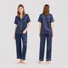 Pijama 100% Seda para Mulheres, Conjunto de Calça e Camiseta de Seda de Manga Curta em Cor Sólida para o Verão, Loungewear Casual Feminino da Amazon