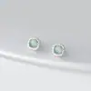 Pendientes Cuadrados de Plata de Ley S925 Nalan con Incrustaciones de Jade y Diamantes Exquisitos Simples Estilo Ins Diseño Nicho Pendientes M08237
