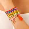 Nove Peças Conjunto Feminino Estilo Praia Contas Coloridas Tecidas à Mão Enfeites para Pés Folhas Pingente de Borla Joias
