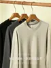[Sensación de Lujo] Camiseta de Manga Larga de Doble Cara de Lana Natural y Seda de Morera para Hombre, Prenda Base Cálida para Otoño e Invierno