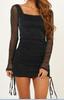 Comercio exterior AliExpress Amazon Vestido ajustado con cuello cuadrado y cordón, estilo europeo y americano, línea plateada, YY0005