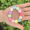 Pulsera Infantil Linda Color Dopamina Cuentas Acrílicas Niñas Pulsera de Perlas Plásticas con Cuentas Pulsera de Flor