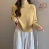 Suéter de Punto Versátil Estilo Coreano y Japonés Otoño e Invierno 2025 Nuevo Color Sólido Cuello Semi Alto Suéter Suave Casual Elegante para Mujer
