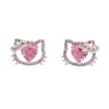 Pendientes de Plata de Ley S925 con Cabeza de Gato Linda Corazón Circonita Simples, Compactos, Exquisitos, Modernos y Versátiles para Mujer