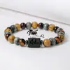 Pulseiras de Doze Constelações de Pedra Natural Mais Vendidas na Europa e América Misturadas com Pulseiras de Contas de Pedra Olho de Tigre Contas Artesanais Atacado