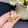 Novo Anel Amarelo Natural Estiloso para Mulheres, Tendência nas Redes Sociais, Anel Aberto Mais Vendido com Pedra Principal 13X18Mm Fábrica