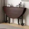 Mesa Redonda Plegable Grande Ensamblada para Uso Doméstico en Apartamentos Pequeños, Móvil con Ruedas, Mesa Multifuncional 70% de descuento