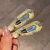 Grampo de Cabelo Lateral Amarelo Dongdaemun Estilo Coreano Resistente com Strass, Clipe de Cabelo Elegante e Único para Mulheres