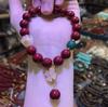 Pulsera Vintage al por Mayor de Arena Dorada Morada Cinnabar de Mina Antigua para Mujer, Joyería Étnica con Cuentas