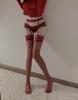 Shuoyao calcetines de tirantes sexys body medias rojas para mujer negro seda largos sexys entrepierna abierta sin tentación A87