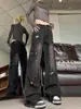 Pantalones de trabajo de mezclilla deshilachados para mujer, nuevo estilo primavera/otoño, retro de alta calle americana, cintura alta, pierna recta, casual, pierna ancha, hasta el suelo