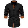 2024 comercio exterior transfronterizo nueva camisa de manga larga para hombre con cuello triangular de color talla europea moda casual camisa con solapa para hombre