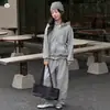 Conjunto casual de sudadera con capucha y cremallera y pants tipo jogger de pierna ancha para niña, nuevo para otoño, con prenda exterior