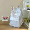 Mochila Cruzada Nova Doce Listrada Azul Clara para Alunas, Mochila Escolar de Bolinhas, Mochila Casual de Viagem
