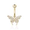 Venta caliente transfronteriza, estilo europeo y americano, clavo para el ombligo, anillo de ombligo de mariposa de acero inoxidable, anillo de ombligo de circonita, joyería para piercing corporal