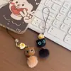 Pingente de Gatinho Flocado Fofo, Corrente de Celular de Bola Fofa, Chaveiro, Pingente de Bolsa para Casal, Acessório Cartoon Feminino