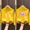 Camiseta Térmica de Manga Longa para Meninas Roupa Infantil Outono/Inverno Novo Estilo Média a Grande Gola Meio-Alta Infantil Camada Base Pincelada Desenho Animado Top