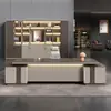 Mesa de Escritório e Cadeira para Chefe Combinação Moderna Simples Mesa Executiva Presidente Gerente Supervisor Mobiliário de Escritório de Alto Padrão