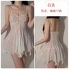 Guiruo verano gasa ligera talla grande ropa interior sexy cintura fruncida tirantes adelgazantes camisón uniforme traje de dama 4435