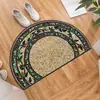 Alfombra de piso semicircular estilo retro americano con diseños de plantas y flores, resistente a la suciedad y al desgaste, felpudo para puerta de entrada, transfronterizo