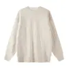 Suéter de punto grueso de canalé, color liso, de longitud media, con cuello redondo, unisex, corte holgado y talla extragrande, para otoño e invierno, mezcla de lana al 30%