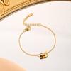 Pulsera de acero de titanio con hebilla de doble aro y letra D con incrustaciones de diamantes, estilo transfronterizo, para mujer, sencilla, elegante y a la moda.
