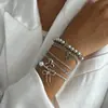 Joia Europeia e Americana Transfronteiriça Ins Pulseira com Pingente de Laço Empilhado Pulseira de Contas Ccb da Moda Elegante para Mulheres