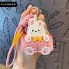 Colgante original de cuero para pastel de luna del Festival de Medio Otoño, llavero lindo de conejo de jade de dibujos animados, decoración para bolsa de pareja, regalo de Festival de Medio Otoño