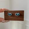 Elegantes y Casuales, Versátiles Pendientes de Mariposa de Gelatina, Lujo Accesible, Pendientes de Corazón Azul Londres con Incrustaciones de Diamantes Super Hada para Mujer