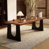 Mesa Grande de Madeira Maciça, Mesa de Computador Longa Estilo Sala de Estar, Bancada Estilo Antigo, Mesa de Escrita para Desktop em Quarto de Casa