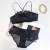Lencería Sexy de Encaje Francés Europeo para Mujer con Tirantes Espalda Hermosa Sujetador sin Varillas Bandeau Busto Pequeño Push-up Conjunto de Lencería