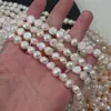 Pérolas naturais de água doce com brilho dupla face, contas soltas barrocas, acessórios para joias DIY, materiais para colares e pulseiras