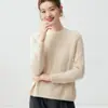 Suéter de cachemira para mujer de otoño e invierno, cuello redondo, corte holgado, suave y cómodo, versátil, con un diseño de punto trenzado calado, tejido y grueso para usar en capas