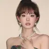 Colar de Pérolas Zoozmomo Estilo Ni Ni para Mulheres, Corrente para Clavícula de Luxo Leve de Alta Qualidade, Corrente de Pescoço Elegante Estilo Retro Hepburn