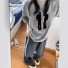 Camiseta de Manga Corta Estilo Americano para Mujer, Hombro Normal, Ajuste Holgado Oversize, Marca China de Moda, Top de Algodón Puro de Peso Pesado con Media Manga