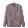 Suéter Cardigan de Vovó para Primavera e Outono, Roupa de Primavera e Outono para Mulheres de Meia-Idade e Idosas, Jaqueta de Tricô de Mãe, Exportação de Comércio Exterior para Idosos Transfronteiriço