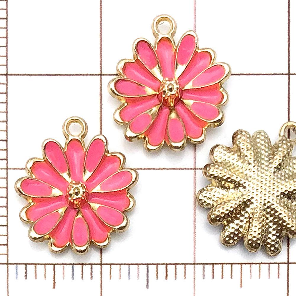 19601-XP-玫红色锌合金滴油雏菊15x13mm-0.9