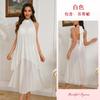 Moda Europea y Americana Vestido de Malla Halter con Pliegues, Cintura Acampanada que Ceñe la Cintura, Adelgazante, Vestido Largo Sexy Transfronterizo para Mujer 907