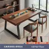 Mesa de Chá e Cadeiras em Cor de Madeira Maciça, Uma Mesa e Cinco Cadeiras, Adequado para Negociações Comerciais, Uso em Escritório, Mesa Grande para Preparo de Chá, Conjunto de Mesa de Chá