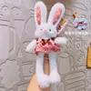 Original Chocolate Cálido Temático Divertido Conejo de Peluche Extraíble Llavero Alivio del Estrés Juguete Lindo Colgante para Mochila