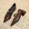 Comercio Exterior Transfronterizo Zapatos Individuales Retro Moda Mary Janes Verano Nuevos Zapatos de Mujer Elegantes Versátiles Zapatos de Charol Tacón Medio Zapatos de Moda
